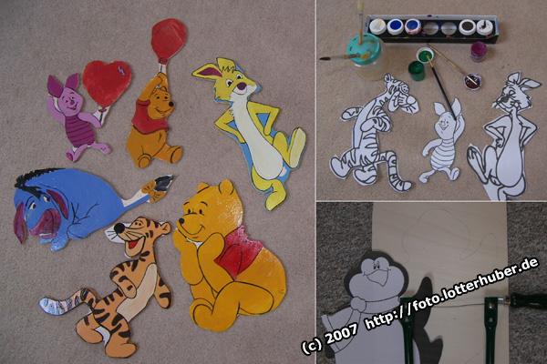 Winnie Pooh aus Holz als Wandschmuck - kreativ basteln.