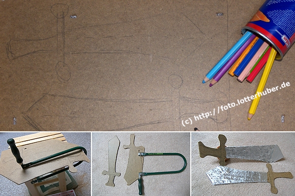 Ritterschwerter aus Pappe - kreativ basteln.